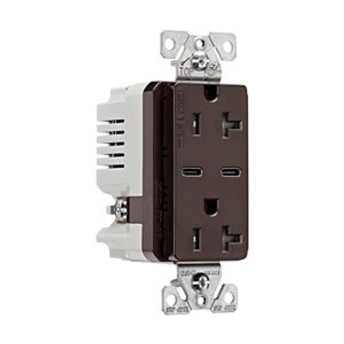 Main product image of Combination Usb Type-C Charger, 20A 5-20R Receptacle, 5A, 125 Vac, Brown, Box, TRUSBC20B-BOX