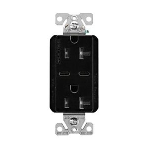 Main product image of Combination Usb Type-C Charger, 20A 5-20R Receptacle, 5A, 125 Vac, Black, Box, TRUSBC20BK-BOX