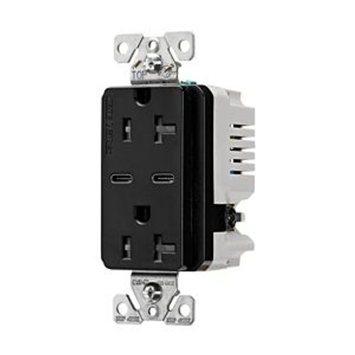 Main product image of Combination Usb Type-C Charger, 20A 5-20R Receptacle, 5A, 125 Vac, Black, Box, TRUSBC20BK-BOX