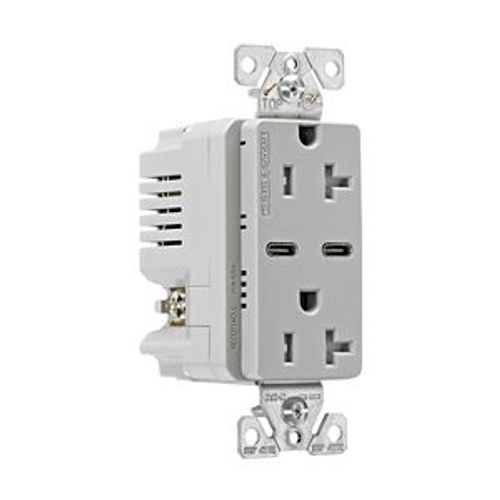 Main product image of Combination Usb Type-C Charger, 20A 5-20R Receptacle, 5A, 125 Vac, Grey, Box, TRUSBC20GY-BOX