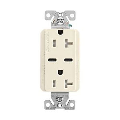 Main product image of Combination Usb Type-C Charger, 20A 5-20R Receptacle, 5A, 125 Vac, Light Almond, Box, TRUSBC20LA-BOX