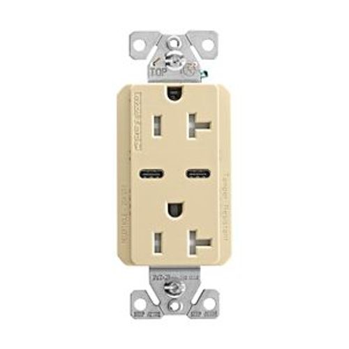 Main product image of Combination Usb Type-C Charger, 20A 5-20R Receptacle, 5A, 125 Vac, Ivory, Box, TRUSBC20V-BOX