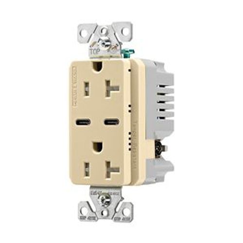 Main product image of Combination Usb Type-C Charger, 20A 5-20R Receptacle, 5A, 125 Vac, Ivory, Box, TRUSBC20V-BOX