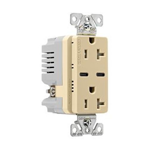Main product image of Combination Usb Type-C Charger, 20A 5-20R Receptacle, 5A, 125 Vac, Ivory, Box, TRUSBC20V-BOX