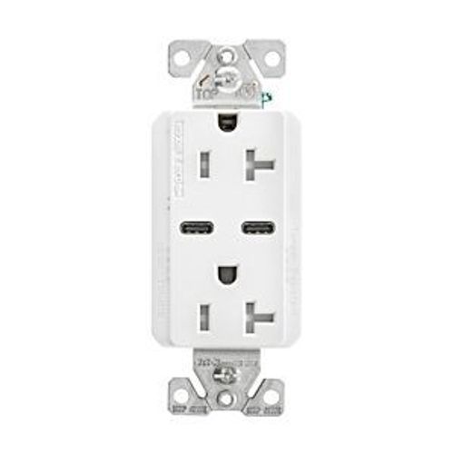 Main product image of Combination Usb Type-C Charger, 20A 5-20R Receptacle, 5A, 125 Vac, White, Box, TRUSBC20W-BOX
