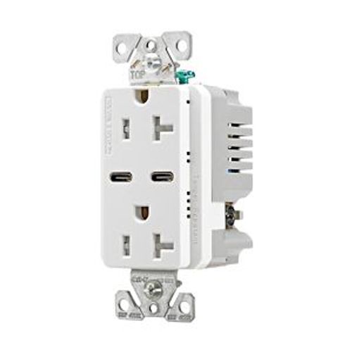 Main product image of Combination Usb Type-C Charger, 20A 5-20R Receptacle, 5A, 125 Vac, White, Box, TRUSBC20W-BOX
