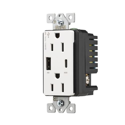 Main product image of Combination Usb Type-Ac Charger With Power Delivery, 15A 5-15R Receptacle, 60W,125Vac, W, TRUSBPDAC15W-BOX