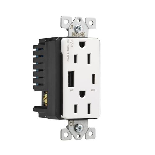 Main product image of Combination Usb Type-Ac Charger With Power Delivery, 15A 5-15R Receptacle, 60W,125Vac, W, TRUSBPDAC15W-BOX