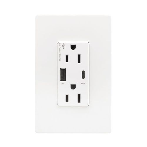 Main product image of Combination Usb Type-Ac Charger With Power Delivery, 15A 5-15R Receptacle, 60W,125Vac, W, TRUSBPDAC15W-BOX