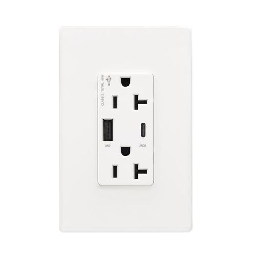 Main product image of Combination Usb Type-Ac Charger With Power Delivery, 20A 5-20R Receptacle, 60W,125Vac, W, TRUSBPDAC20W-BOX