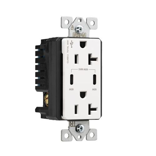 Main product image of Combination Usb Type-C Charger With Power Delivery, 20A 5-20R Receptacle, 60W,125Vac, W, TRUSBPDC20W-BOX