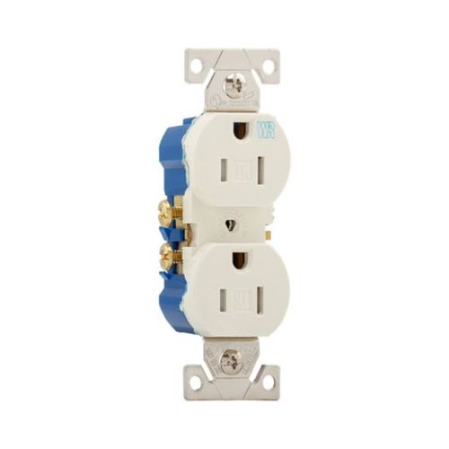 Main product image of Residential Duplex Receptacle, #14-10 Awg 15A 125V, Light Almond, Weather Resistant, TWR270LA