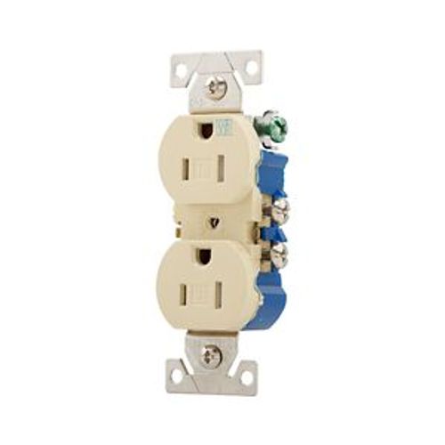 Main product image of Residential Duplex Receptacle, #14-10 Awg 15A 125V, SideAnd Push, Ivory, Weather Resistant, TWR270V