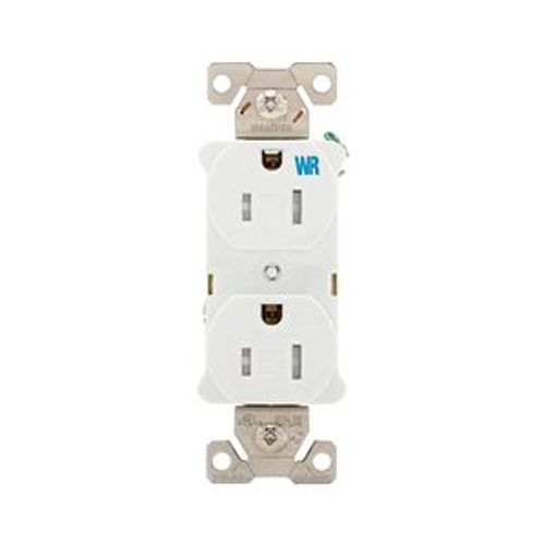 Main product image of Commercial Duplex Receptacle, #14-10 Awg 15A 125V, Back & Side, Weather Resistant, TWRBR15WBXSP