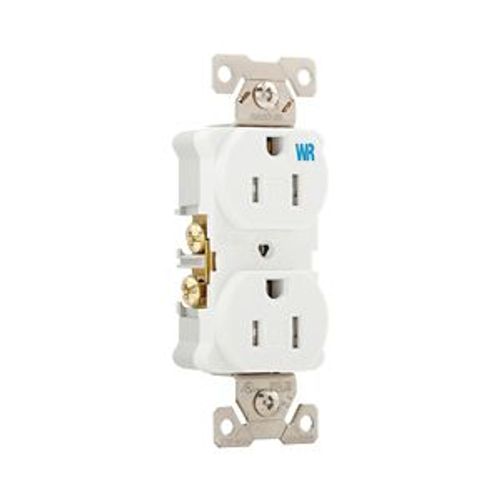 Main product image of Commercial Duplex Receptacle, #14-10 Awg 15A 125V, Back & Side, Weather Resistant, TWRBR15WBXSP
