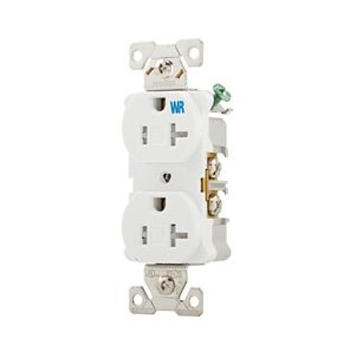 Main product image of Commercial Duplex Receptacle, #14-10 Awg 20A 125V, Back & Side, Ivory, Weather Resistant, TWRBR20WBXSP