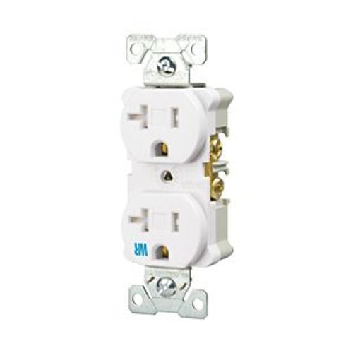 Main product image of Commercial Duplex Receptacle, #14-10 Awg 20A 125V, Back & Side, Ivory, Weather Resistant, TWRBR20WBXSP