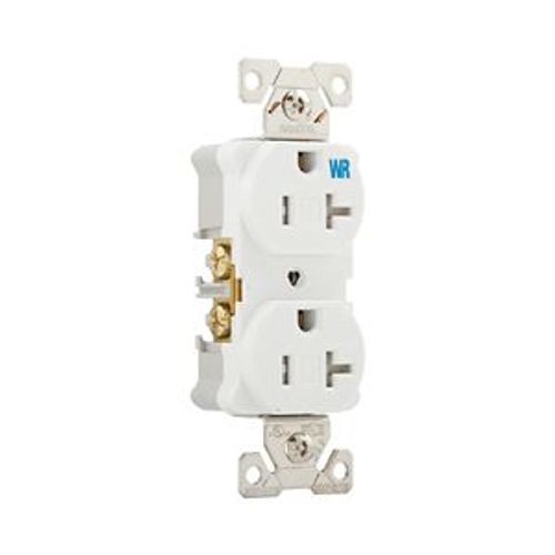 Main product image of Commercial Duplex Receptacle, #14-10 Awg 20A 125V, Back & Side, Ivory, Weather Resistant, TWRBR20WBXSP