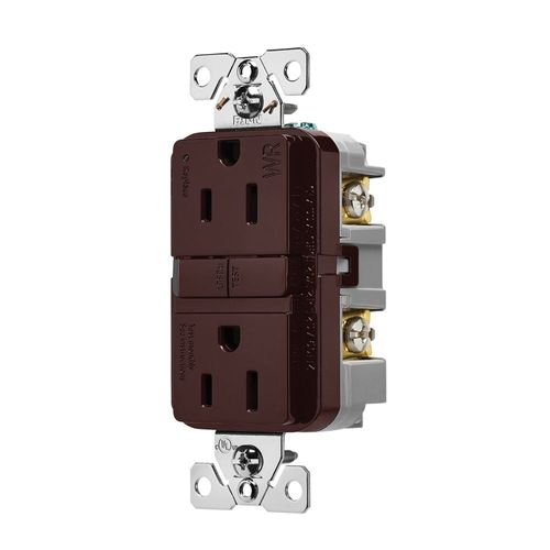 Main product image of Tamper And Weather-Resistant, Self-Test Gfci, 15A, 125V, Brown, Slim Design, TWRGF15B
