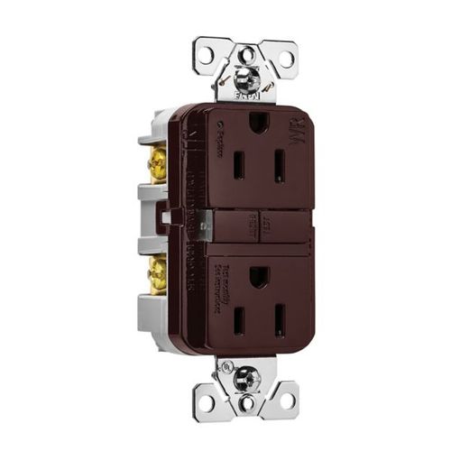 Main product image of Tamper And Weather-Resistant, Self-Test Gfci, 15A, 125V, Brown, Slim Design, TWRGF15B