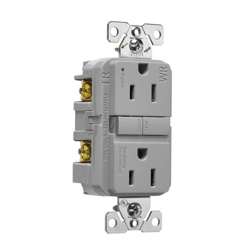 Main product image of Tamper And Weather-Resistant, Self-Test Gfci, 15A, 125V, Gray, Slim Design, TWRGF15GY