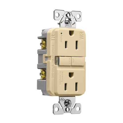Main product image of Tamper And Weather-Resistant, Self-Test Gfci, 15A, 125V, Ivory, Slim Design, TWRGF15V