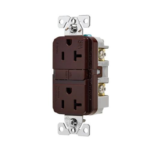 Main product image of Tamper And Weather-Resistant, Self-Test Gfci, 20A, 125V, Brown, Slim Design, TWRGF20B