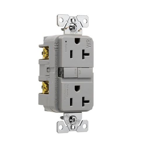 Main product image of Tamper And Weather-Resistant, Self-Test Gfci, 20A, 125V, Gray, Slim Design, TWRGF20GY