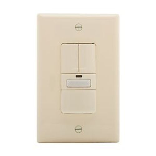 Main product image of Vacancy Sensor Dual Switch, Dual Switch, w/ Nightlight, 120V, Almond, 1-Pole, 3-Way, 1000 Sq Ft, VS310R-A