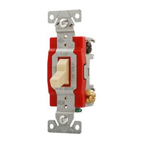 Main product image of Toggle Switch, Ivory, Screw, Flush, 2-Pole, Dual Pole, Brass, 120/277 Vac, #14 To10 Awg, WD1222V