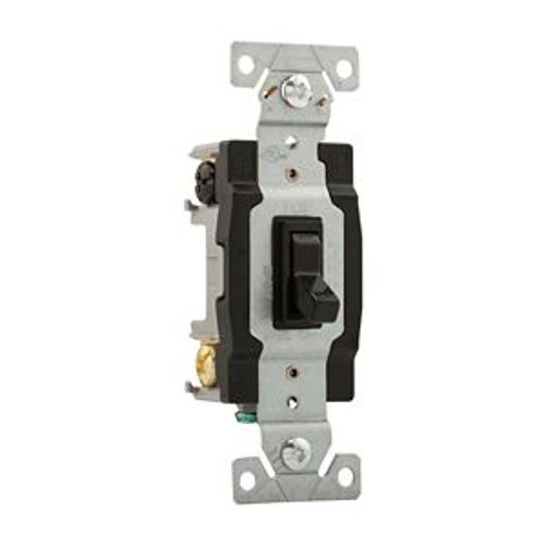 Main product image of Toggle Switch, #14-10 Awg, 15A, Wall, 120V, Side & Push, Grounding, Black, 4-Way, Polycarbonate, WD1242-7BK-BOX