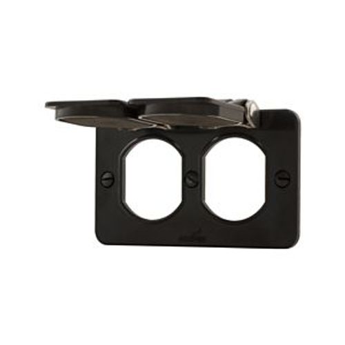 Main product image of Non-Metallic Portable Outlet Box, Black, Duplex Receptacle With Flip Lid, Alcryn And Valox, WD3060BK