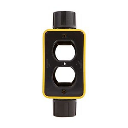 Main product image of Non-Metallic Portable Outlet Box, Extra Depth Feed Through, Yellow, Duplex Receptacle, WD3090F-DDN
