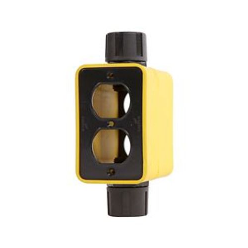 Main product image of Non-Metallic Portable Outlet Box, Extra Depth Feed Through, Yellow, Duplex Receptacle, WD3090F-DDN