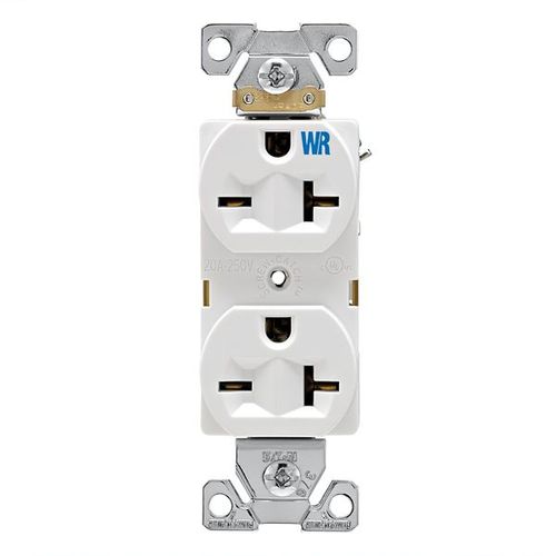 Main product image of Arrow Hart Industrial Duplex Receptacle, #14-10 Awg 20A, 250V, Black, Weather Resistant, 6-20R, WR5462BK