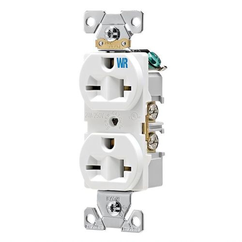 Main product image of Arrow Hart Industrial Duplex Receptacle, #14-10 Awg 20A, 250V, Black, Weather Resistant, 6-20R, WR5462BK