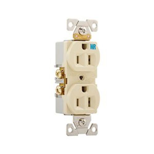 Main product image of Commercial Duplex Receptacle, #14-10 Awg 15A 125V, Back & Side, Ivory, Weather Resistant, WRBR15V