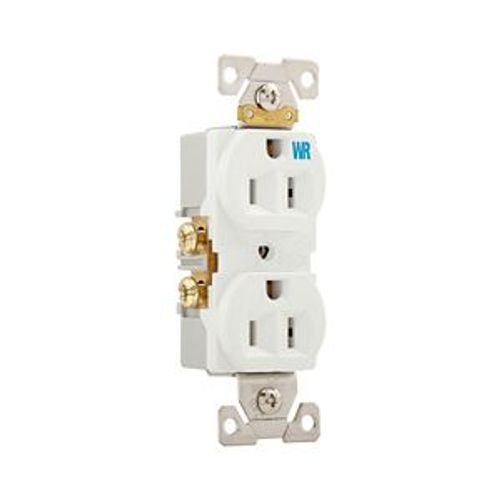 Main product image of Commercial Duplex Receptacle, #14-10 Awg 15A 125V, Back & Side, Weather Resistant, WRBR15W