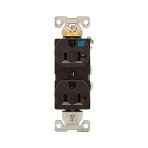 Main product image of Commercial Duplex Receptacle, #14-10 Awg 20A 125V, Back & Side, Brown, Weather Resistant, WRBR20B