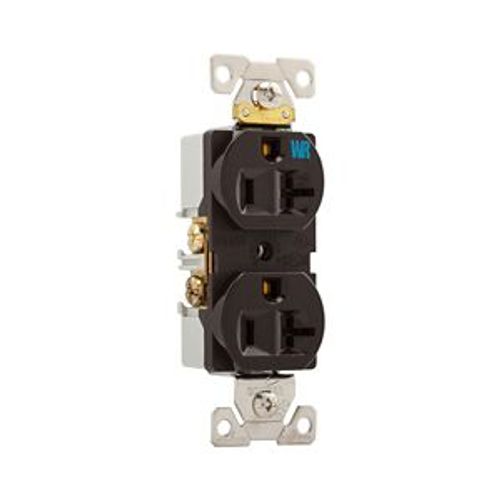 Main product image of Commercial Duplex Receptacle, #14-10 Awg 20A 125V, Back & Side, Brown, Weather Resistant, WRBR20B