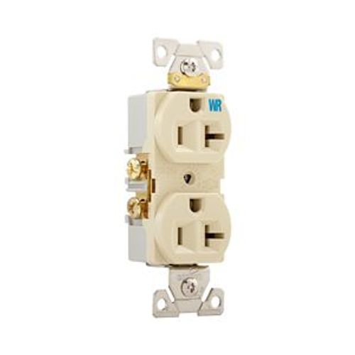 Main product image of Commercial Duplex Receptacle, #14-10 Awg 20A 125V, Back & Side, Ivory, Weather Resistant, WRBR20V