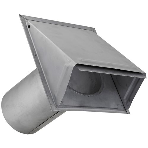 Main product image of 6" Paint-Grade Steel Galvanized Wall Exhaust Hood Vent w/ Spring Damper, 11" Pipe (26 Gauge)