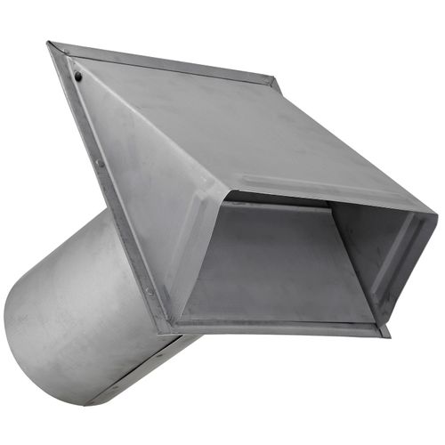 Main product image of 6" Paint-Grade Steel Galvanized Wall Exhaust Hood Vent w/ Spring Damper, 11" Pipe (26 Gauge)