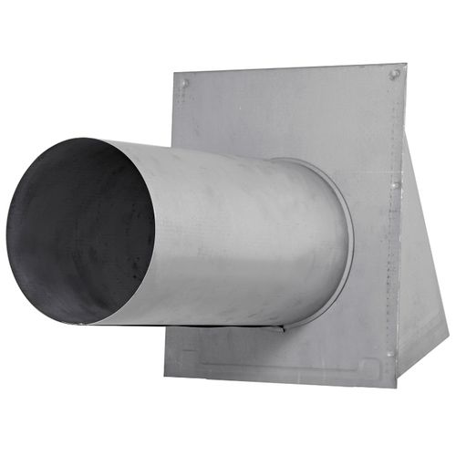 Main product image of 6" Paint-Grade Steel Galvanized Wall Exhaust Hood Vent w/ Spring Damper, 11" Pipe (26 Gauge)