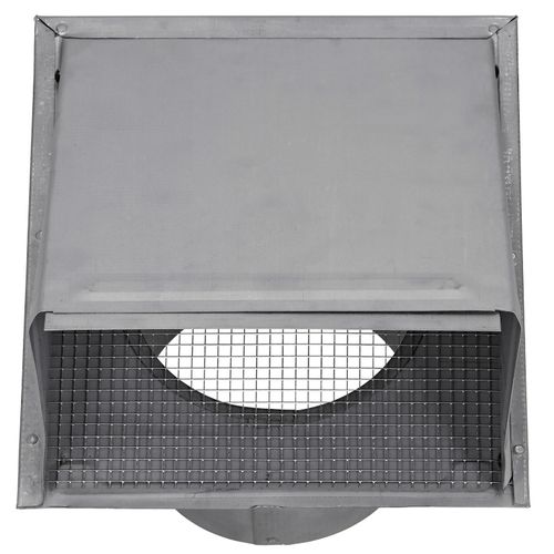 Main product image of 6" Paint-Grade Steel Galvanized Wall Exhaust Hood Vent w/ Damper & Wire Mesh Screen, 11" Pipe (26 Gauge)