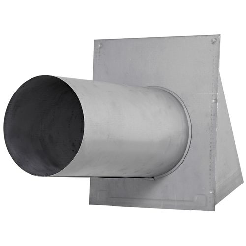 Main product image of 6" Paint-Grade Steel Galvanized Wall Exhaust Hood Vent w/ Damper & Wire Mesh Screen, 11" Pipe (26 Gauge)