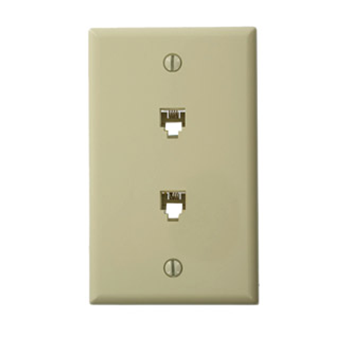Main product image of Standard Telephone Wall Jack, 6p4c X 6p4c, Screw Terminals (Ivory)