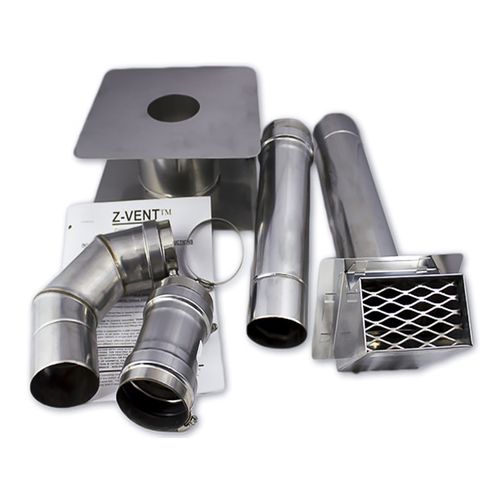 3" Horizontal Single Wall Stainless Steel Z-Vent Water Heater Vent Kit