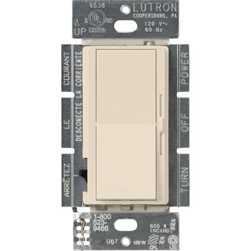 Main product image of Diva LED+ Dimmer Switch, 250W LED, Single Pole/3-Way, No Neutral Required, 120V, Light Almond