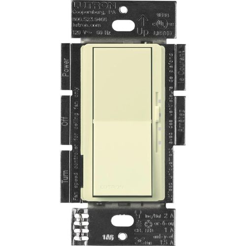 Main product image of Diva 3-Speed Fan Control and On/Off Light Switch, 1.5A Fan, 1A LED, Single Pole/3-Way - Almond, No 120V